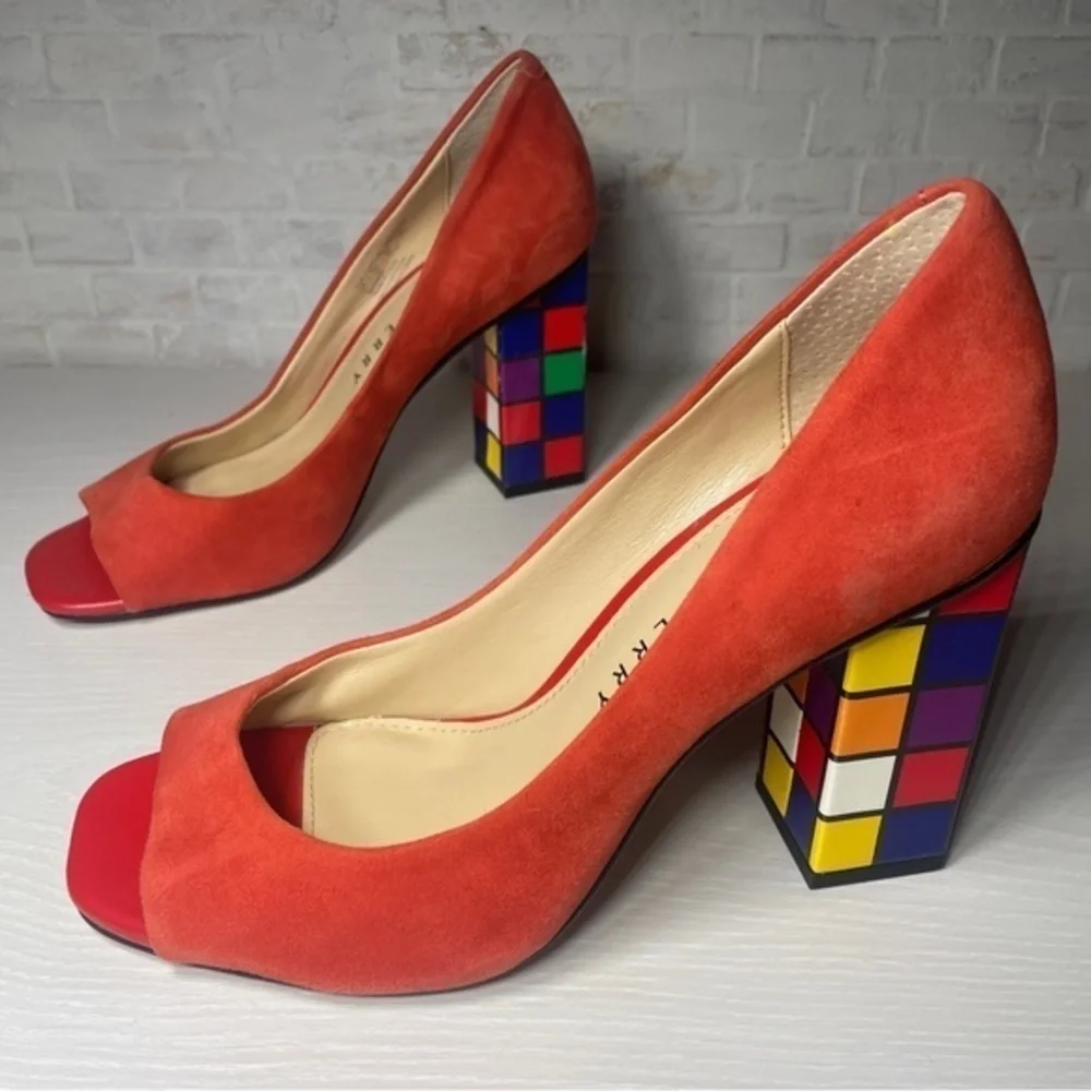 Katy Perry Rubix Cube Chunky High Heel The Caitlin Pop Art Trendy Peep Toe Shoes